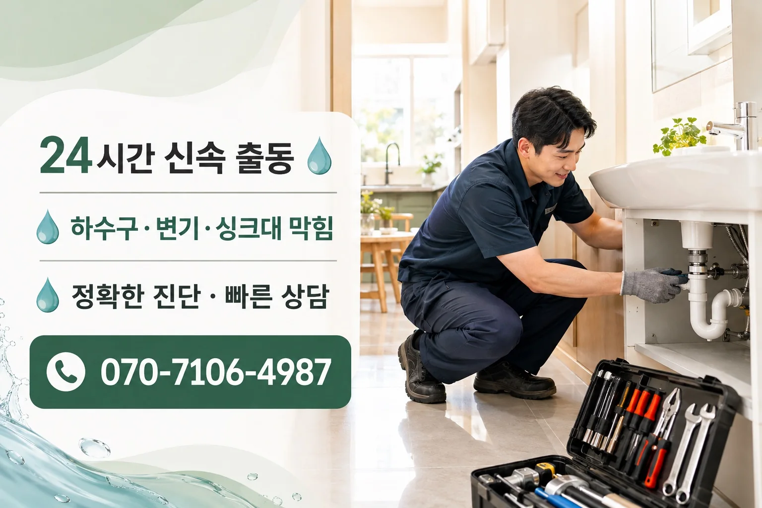 다솜배관 주거 싱크대 배관 점검 서비스 안내